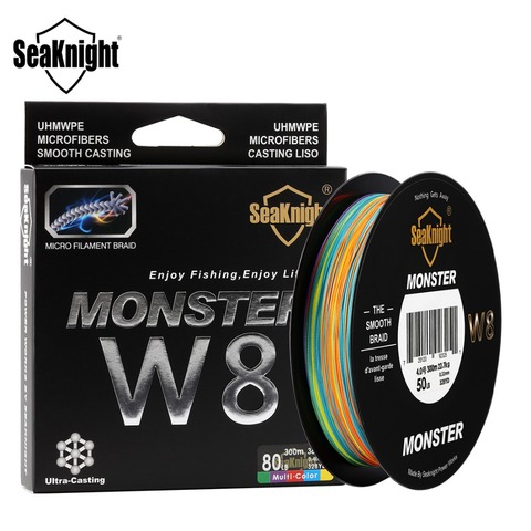 SeaKnight Monster W8 Multicolor 300M trenzado PE línea de pesca 8 hilos multifilamento sedal de pesca fuerte 15 20 30 40 50 80 100LB ► Foto 1/6