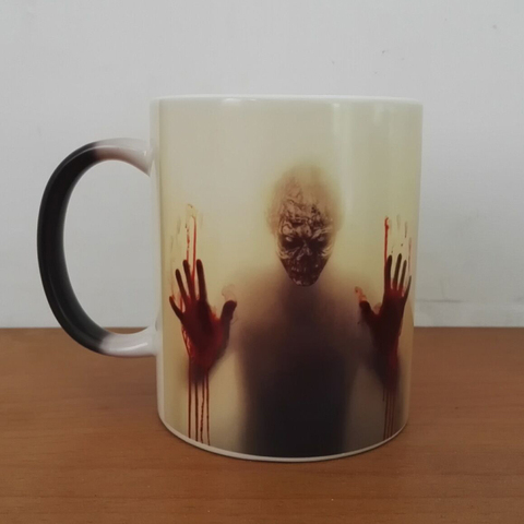 El más nuevo diseño el caminar muerto tazas calor cambio de color taza de té taza mágica regalo cabeza Zombie impresión doble de los lados ► Foto 1/6