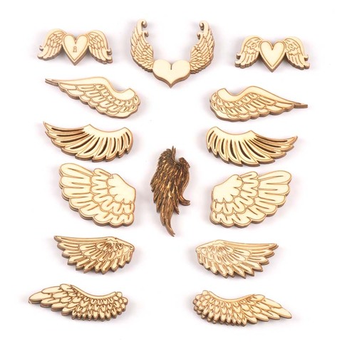 Álbum de recortes de madera con diseño de alas de un ángel, colección de arte artesanal para costura, accesorio hecho a mano, decoración del hogar, M2143, 10 Uds. ► Foto 1/6