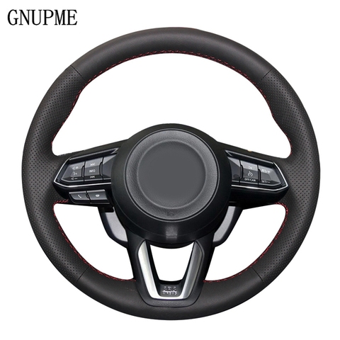 Cosido a mano cubierta de volante negro de cuero protector para volante de coche para Mazda CX-3 CX3 CX-5 CX5 2017, 2022 ► Foto 1/6