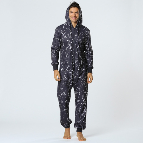 Pijama de una pieza con cremallera gruesa Unisex, ropa interior con capucha, para el hogar, otoño e invierno, X9123 ► Foto 1/5
