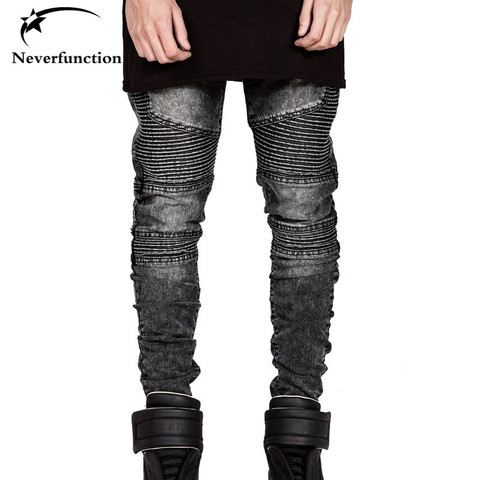 Hombre Skinny de motorista Jeans hombres 2016-calle arrancó jinete Denim Jeans motocicleta pista Slim Fit lavado Moto pantalones Denim Joggers ► Foto 1/4