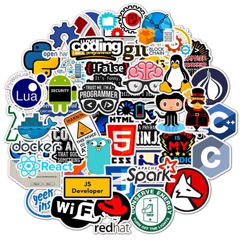 50 unids/bolsa bien programación pegatinas logotipo Internet Software etiqueta engomada divertida regalo para los Geeks los Hackers a los desarrolladores DIY teléfono portátil ► Foto 1/6