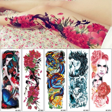 16 diseños de tatuaje temporal de brazo completo tatuajes impermeables para hombres Cool mujeres tatuajes pegatinas en el Arte del cuerpo #272596 ► Foto 1/6