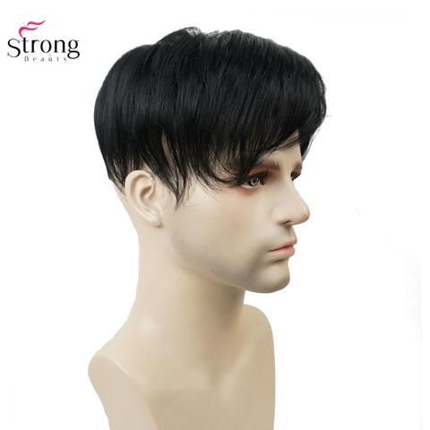 StrongBeauty-Peluca de cabello liso para hombre, peluquín corto para hombre ► Foto 1/6