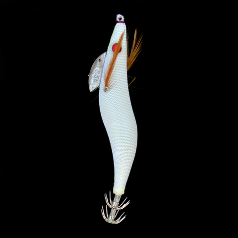 Luminosa calamar plantillas 1 pieza 13,4 cm 20g brillo blanco de madera con camarones del pulpo del calamar plantilla ganchos sepia de pesca atraer ► Foto 1/1