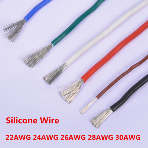 5 metros 22AWG 24AWG 26AWG 28AWG 30AWG Cable de silicona ultradelable Cable de línea de prueba tintado lámpara de cobre Cables suaves ► Foto 1/4