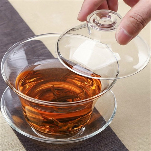 Gaiwan-taza de té de vidrio grueso, alta resistencia al calor, agarre, mano de descarga, juego de té de kung-fu ► Foto 1/6