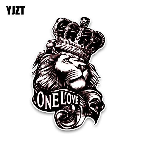 YJZT 10*15,3 cm One Love Lion Crown PVC pegatina de coche Animal de alta calidad C1-3084 ► Foto 1/6