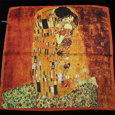 Krim es pintura de aceite beso bufanda de seda pañuelo bufanda de las mujeres de moda bufandas cuadradas cuello banda profesional pañuelo ► Foto 1/6