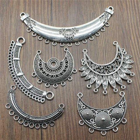 Conector de Collar de plata antigua, 2 uds., colgante, Conector de joyería, Charms para fabricación de joyas ► Foto 1/2