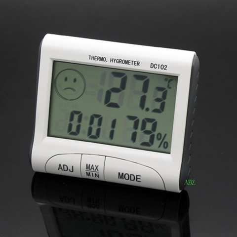 Mini termómetro Digital LCD para interiores, higrómetro, medidor de temperatura y humedad, reloj de escritorio, estación meteorológica DC102 con soporte magnético ► Foto 1/6