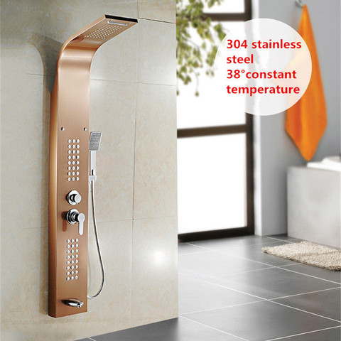 Panel de ducha de lluvia termostática, grifo de columna de ducha de masaje de acero inoxidable 304, pantalla Digital de temperatura montada en la pared ► Foto 1/6