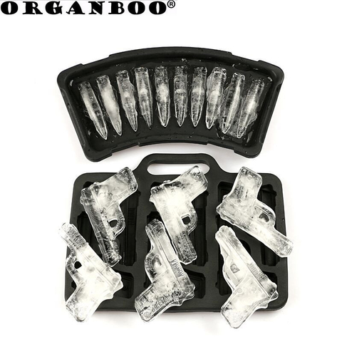Orgobo-cubo de hielo de silicona con forma de pistola de balas, 10 rejillas, bandeja, barra para beber, bricolaje ► Foto 1/6