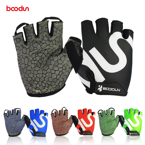 Boodun-guantes de ciclismo de medio dedo, de silicona, antideslizantes, transpirables, para ciclismo de montaña o carretera ► Foto 1/6