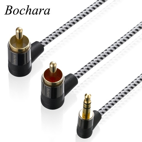 Bochara trenzado 90 grado 3,5mm jack a 2RCA de envoltura de Cable apantallado para altavoces amplificador mezclador 30cm ► Foto 1/6