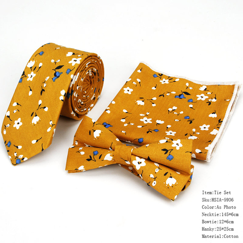 Conjunto de ropa para hombre, pañuelo cuadrado de flores de bolsillo con flores, corbata de lazo de mariposa, corbatas ► Foto 1/6
