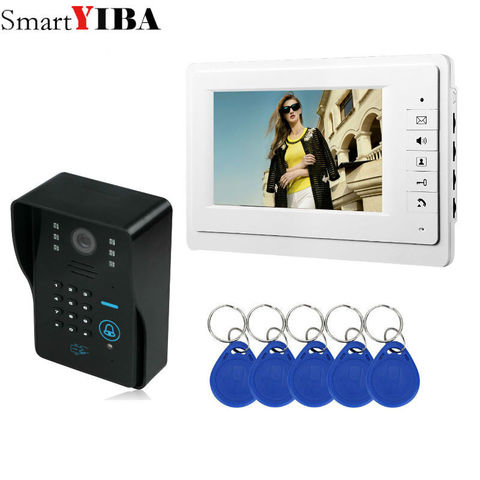 SmartYIBA-videoportero con Monitor de 7 pulgadas, sistema de cámara RFID, intercomunicador con cable para puerta, teléfono, altavoz ► Foto 1/5