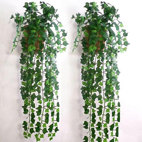 Decoración Para el hogar Popular planta verde hoja de la hiedra Artificial, flores de plástico, guirnalda de hojas de vid ► Foto 1/6