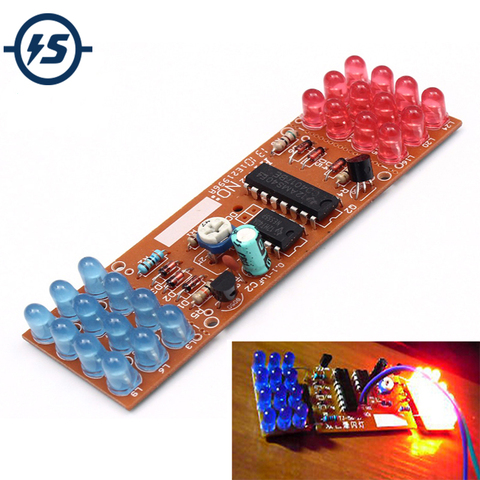 Kit de bricolaje electrónico rojo azul doble Color luces intermitentes estroboscópicas NE555 + CD4017 Kits de aprendizaje de práctica electrónica Suite ► Foto 1/6