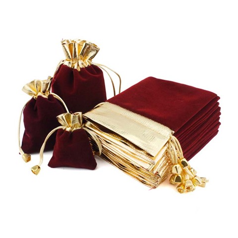 5 piezunids/lote bolsas de terciopelo Vintage 7x9 9x12 12x16 cm vino rojo Organza bolsas de regalo bolsas de embalaje de joyería de boda bolsas de regalo ► Foto 1/6