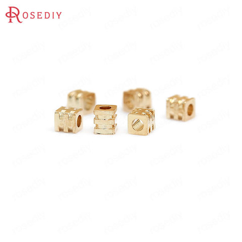 20 piezas, 3 MM x 3,5 MM 24 K oro champán Color cuadrado de latón plateado pulsera de perlas cuentas Diy de alta calidad accesorios de la joyería ► Foto 1/3