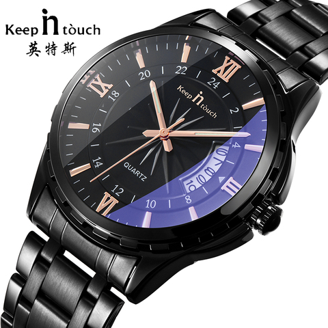 Reloj de pulsera de Metal con calendario para hombre, reloj masculino de pulsera de Metal noctilucente con fecha automática, resistente al agua, caja de regalo ► Foto 1/6