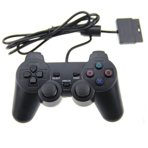 Mando con cable para PS2, mando con vibración para Playstation 2, color negro ► Foto 1/5