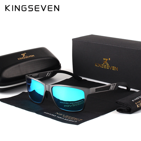 KINGSEVEN-gafas de sol polarizadas de aluminio y magnesio para hombre, lentes rectangulares para conducir, masculinas ► Foto 1/5