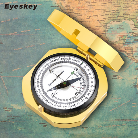 Eyeskey-Brújula de Metal dorada, brújula de bolsillo geológica, ligera, manual, para caza, Camping ► Foto 1/6
