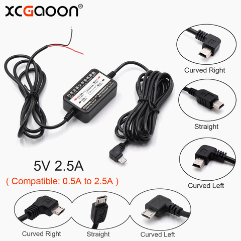 XCGaoon coche convertidor DC entrada de módulo 12V 24V salida 5V 2.5A con mini USB / Micro USB Cable 3,1 metros de protección de bajo voltaje ► Foto 1/6