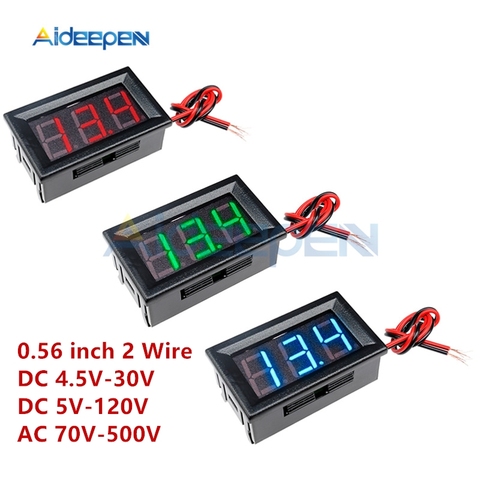Mini voltímetro Digital LED de 2 cables, 0,56 pulgadas, CA 70-500V, CC 4,5 V-30V, cc 5V-120V, herramienta de instrumento para coche ► Foto 1/6