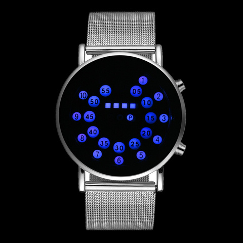 Gran oferta, Reloj binario Digital para Hombre, Reloj electrónico creativo de lujo para Hombre, Reloj deportivo a la moda para Hombre ► Foto 1/6