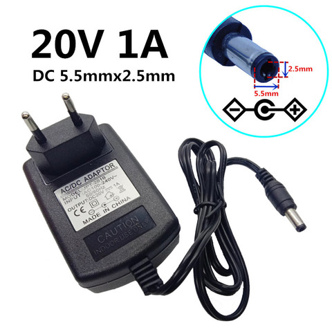 Adaptador de corriente de 20V a 1A CA 100V-240V, convertidor de adaptador de corriente de 20V a 1A CA 2,5 V-V CC 20V 1A 1000mA, fuente de alimentación de 5,5x2.1-mm, enchufe europeo, estadounidense, británico y australiano ► Foto 1/6