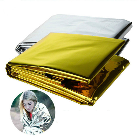 Manta militar de primeros auxilios para exteriores, manta térmica de rescate de emergencia, impermeable, color dorado, 160x210CM ► Foto 1/3