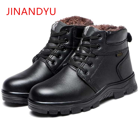 Hombre botas de seguridad invierno de acero zapatos de punta zapatos de moda botas de trabajo caliente botas de cuero de vaca hombres frío-Prueba de herramientas zapatos de seguridad zapatos Size36-46 ► Foto 1/6