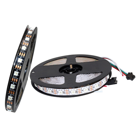 Tira de píxeles led inteligente DC5V WS2812B, 5m, 60led/m píxeles/led/m, PCB negro/blanco, WS2812 IC, WS2812B/M,IP30/No impermeable ► Foto 1/6