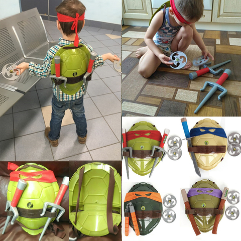 Juguete con armadura de tortugas para niños, figura de tortuga, máscara de Cosplay, armas de utilería, fiesta ► Foto 1/6