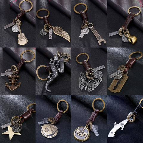 Colgante de mariposa para guitarra múltiple, llavero de cuero con suspensión múltiple, Charms para llaves de coche, accesorios para llaves de coche, llavero en una bolsa ► Foto 1/6