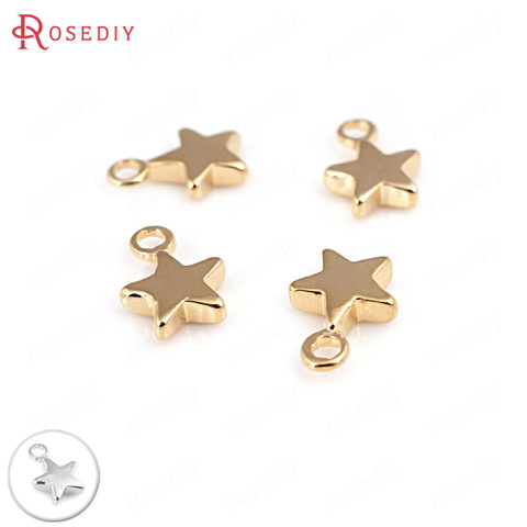 10 Uds. De 7x10mm, 24K, Color champán dorado, plateado, latón, pequeña estrella, dijes, accesorios de joyería Diy de alta calidad ► Foto 1/6