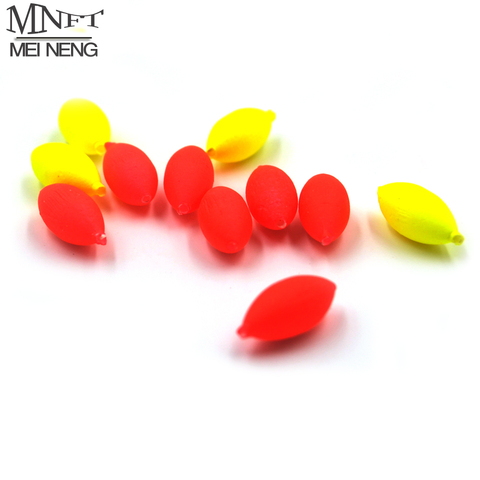 MNFT-Mini flotador de pesca ovalado, aparejo de pesca, granos flotantes, cuentas con agujeros, color rojo/amarillo, sin tapón, 100 Uds. ► Foto 1/6