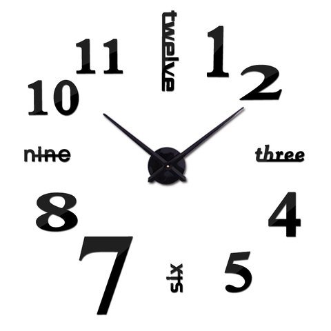 2015 recién llegado moderno DIY reloj de cuarzo con índice acrílico reloj de pared etiqueta adhesiva de espejo adorno de sala de estar envío gratuito ► Foto 1/6