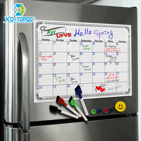 A3 pizarra mensual planificador magnético tablero de mensajes cocina diario Flexible Bloc de notas Calendario de dibujo de imán de nevera ► Foto 1/6