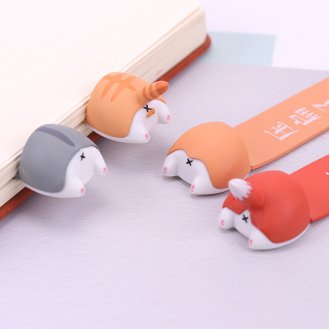 PVC lindo Kawaii perro gato hámster Fox Ass marcador para Marcadores de libro artículos creativos regalo de papelería coreano encantador ► Foto 1/6