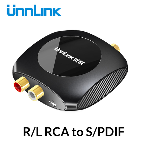 Unnlink-Convertidor de Audio analógico a Digital, adaptador de 96KHz, R/L, RCA a SPDIF, Toslink Coaxial óptico para altavoz de barra de sonido amplificadora ► Foto 1/6