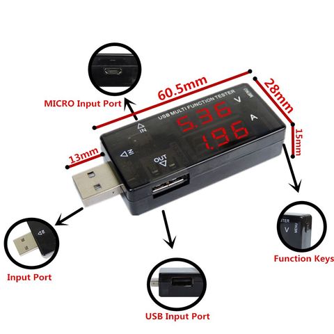 Electrónica inteligente Digital USB Mobile carga de corriente Tester Meter Mini USB cargador médico voltímetro amperímetro ► Foto 1/6