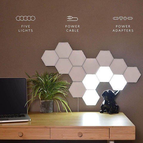 Lámpara de pared DIY con Interruptor táctil Quantum, lámpara LED Hexagonal, decoración creativa, Modular, 1-65 piezas ► Foto 1/6