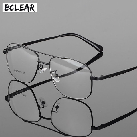 Montura de gafas de alta calidad con borde completo de aleación BCLEAR para hombres y mujeres gafas ópticas montura gafas negro gris dorado plateado ► Foto 1/6
