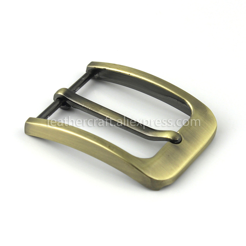 Hebilla de Metal cepillado para cinturón de hombre, 1 Uds., 35mm, barra de tacón, Pin único, correa de cuero artesanal ► Foto 1/6