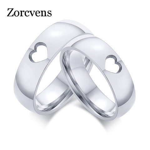 ZORCVENS-Anillo de boda de acero inoxidable para parejas, joyería de 6mm, Color plata, corazón de amor, para hombre y mujer ► Foto 1/1